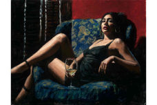 Fabian Perez Fabian Perez Vanessa in the Blue Chair with Flowers 